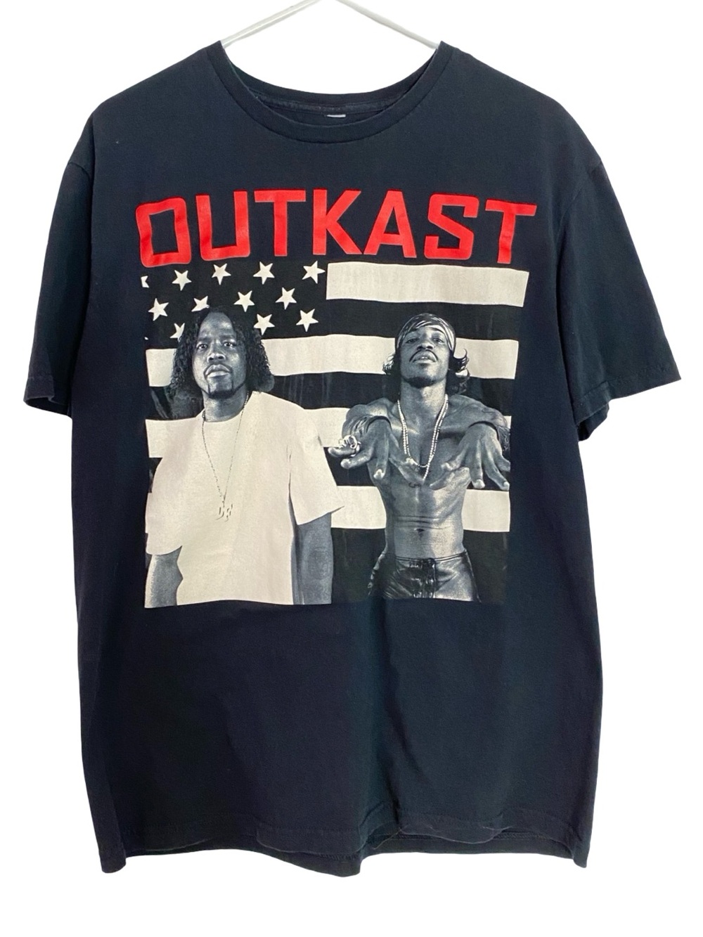 Outkast Band Tee Tshirt Mens Unisex Size Large Chest 21 Length 28 Flag Black